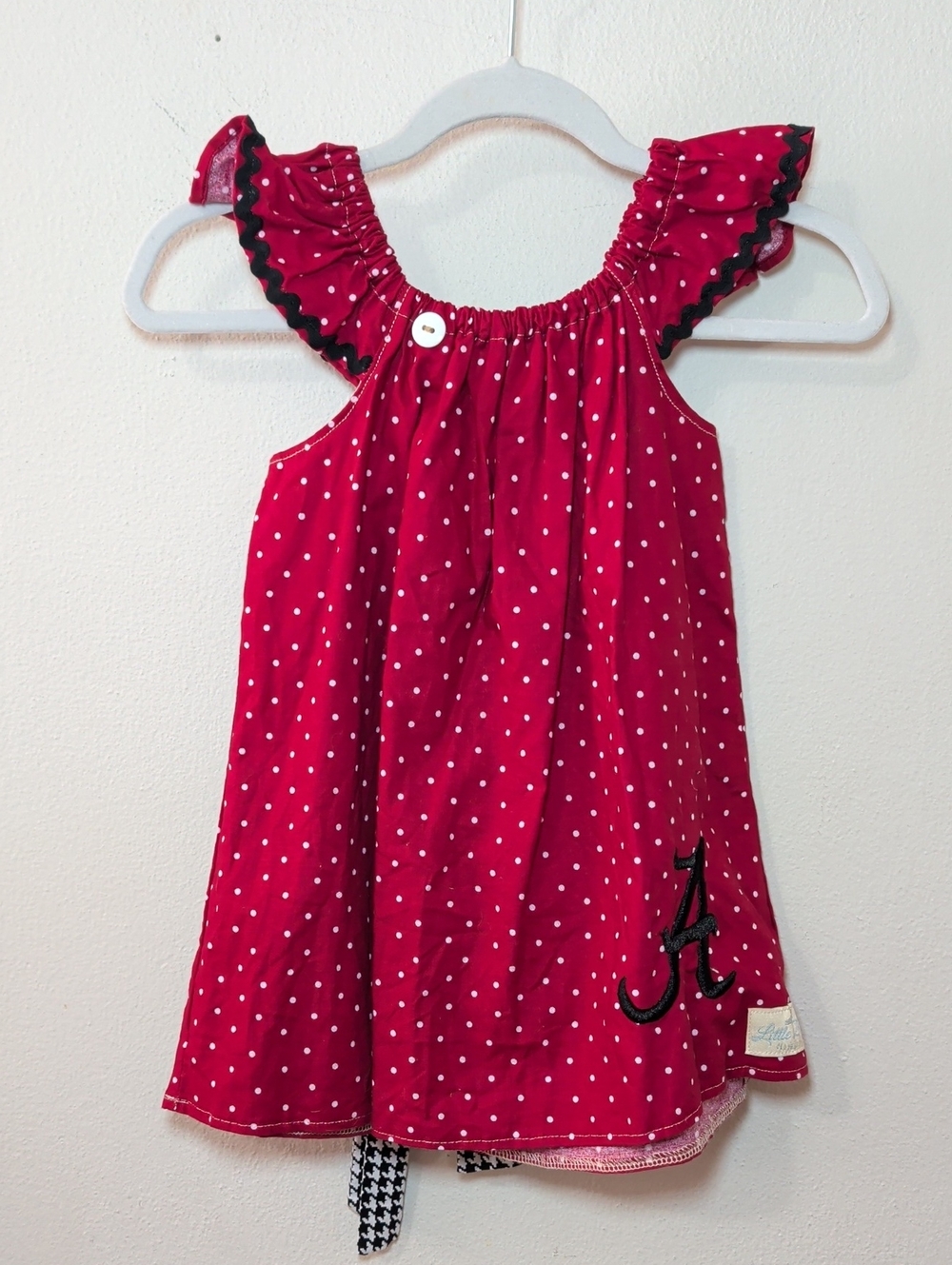 Little Bird Clothing Alabama Crimson Tide Polka Dot Dress Houndstooth Bow Size 2
